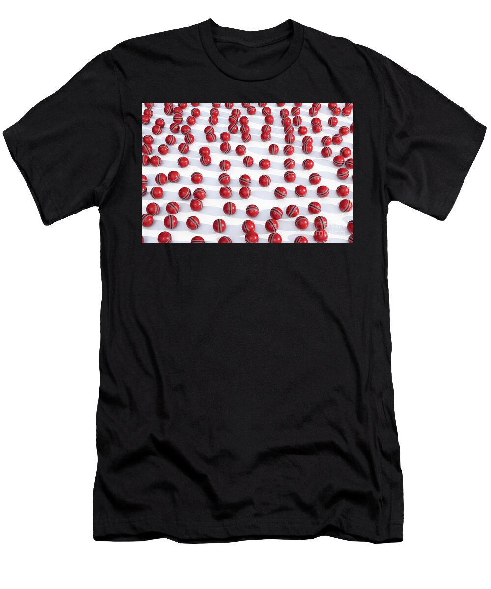 Red Cricket Sports Ball Array Allan Swart T-Shirt