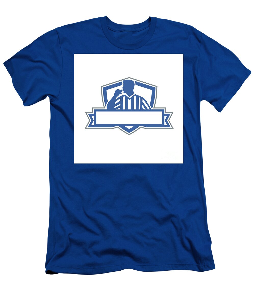 Referee Umpire Official Hold Whistle Crest Retro Aloysius Patrimonio T-Shirt