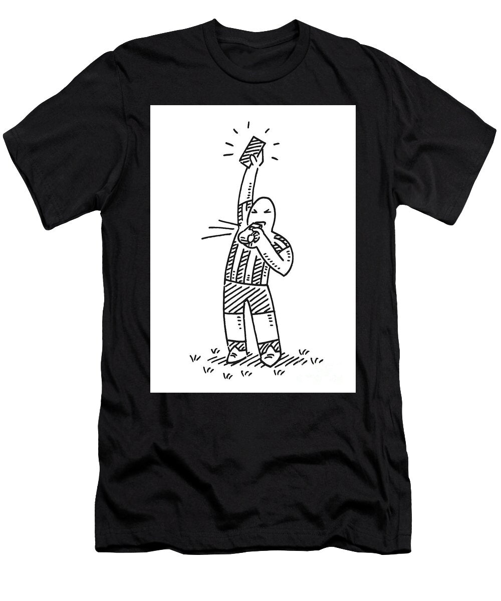 Referee with Whistle and Red Card Drawing Frank Ramspott T-Shirt