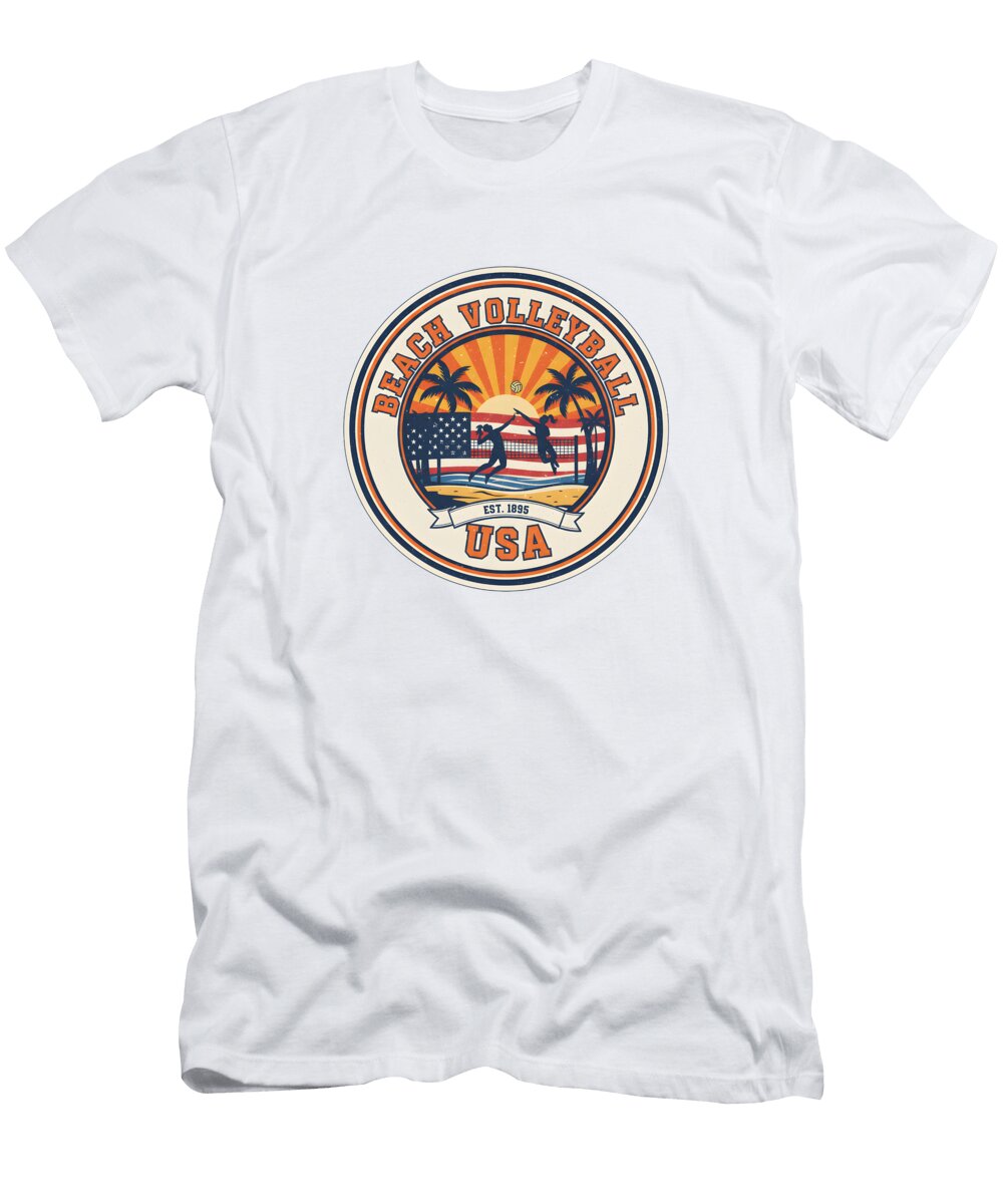 Retro Beach Volleyball USA Emblem Dream Stuff T-Shirt