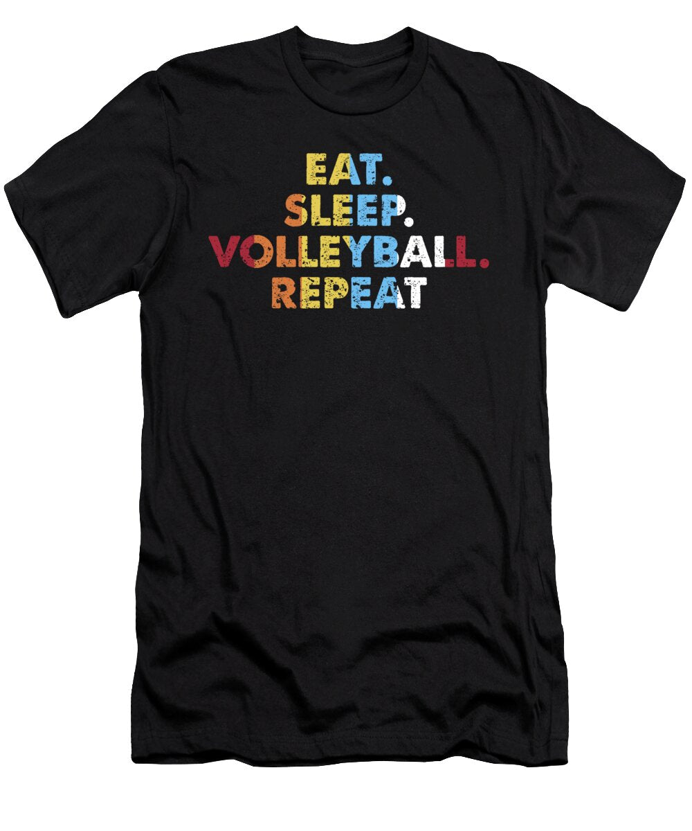 Retro Eat Sleep Volleyball Repeat Vintage Sports Saying Novelty Gift Idea Orange Pieces T-Shirt