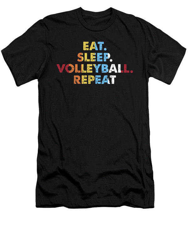 Retro Eat Sleep Volleyball Repeat Vintage Sports Saying Novelty Gift Idea Orange Pieces T-Shirt
