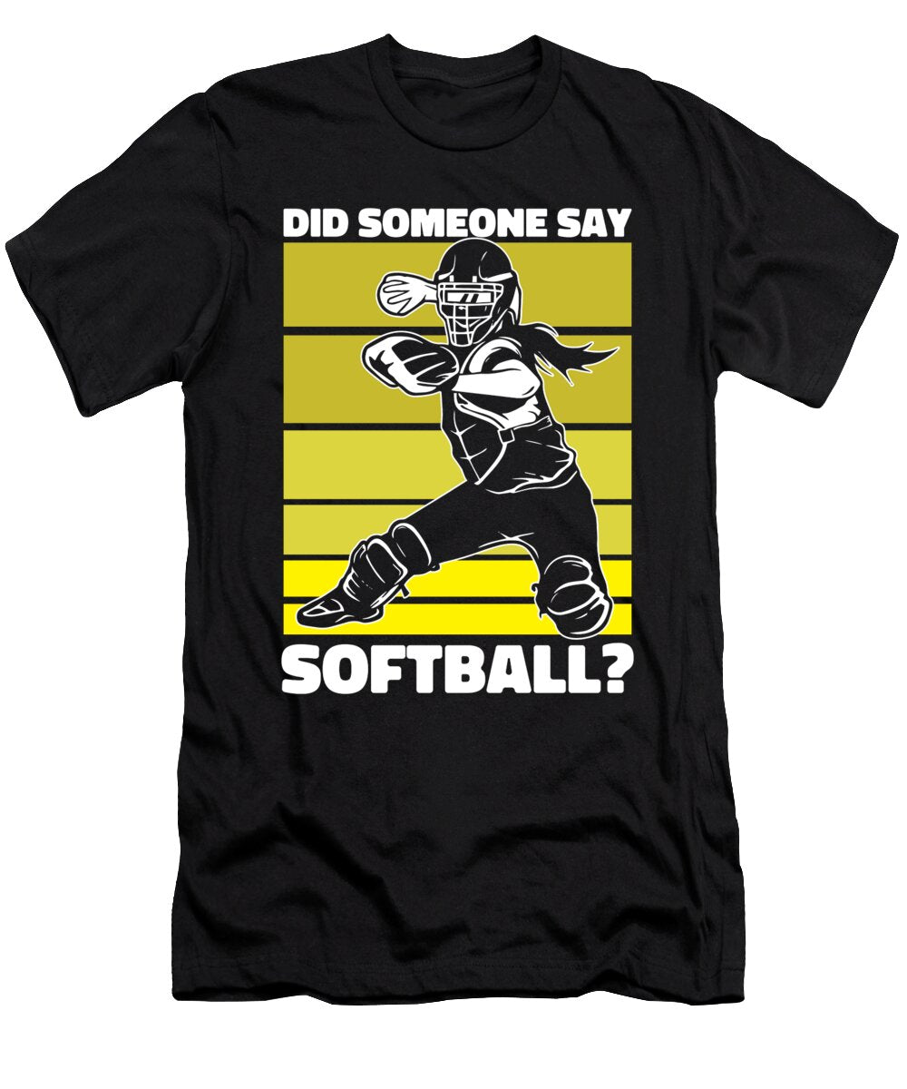 Retro Funny Softball Catcher Batter Vintage Softball Crazy Squirrel T-Shirt