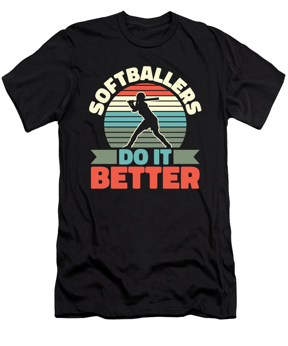 Retro Softball Best Batter Catcher Pitcher Vintage Softball Crazy Squirrel T-Shirt