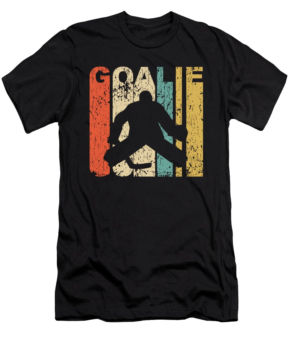 Retro Style Hockey Goalie Silhouette Sports Distressed Kevin Garbes T-Shirt