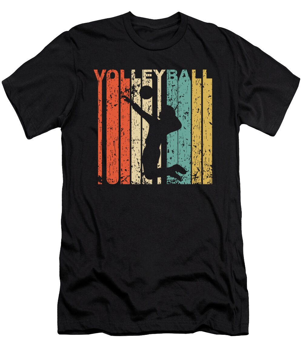 Retro Style Volleyball Player Silhouette Sports Distressed Kevin Garbes T-Shirt