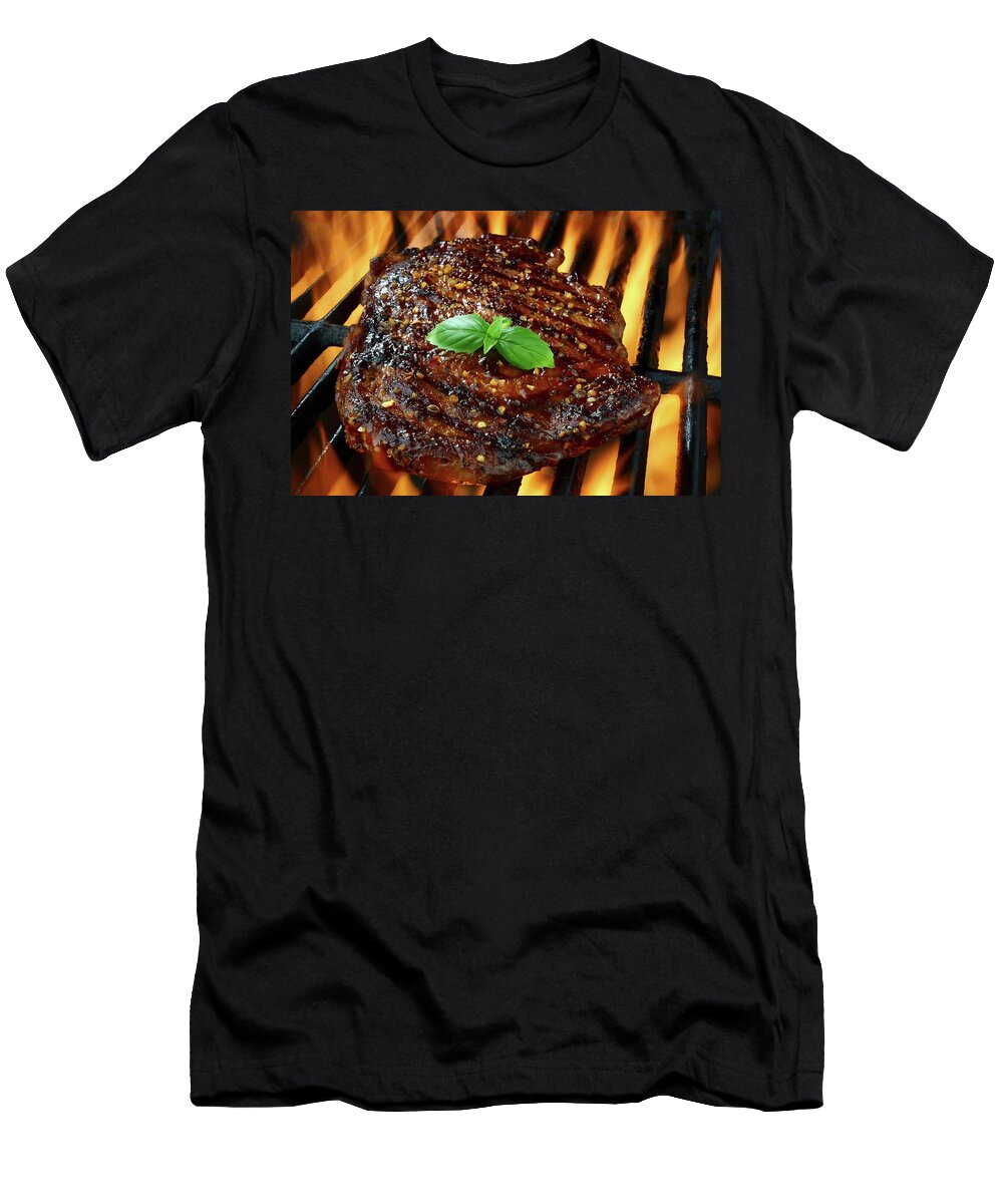 Rib Eye Steak on a Flaming Grill Brian Enright T-Shirt