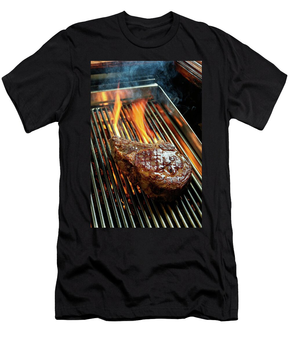 Ribeye Steak on a Flaming Grill Herbert Lehmann T-Shirt