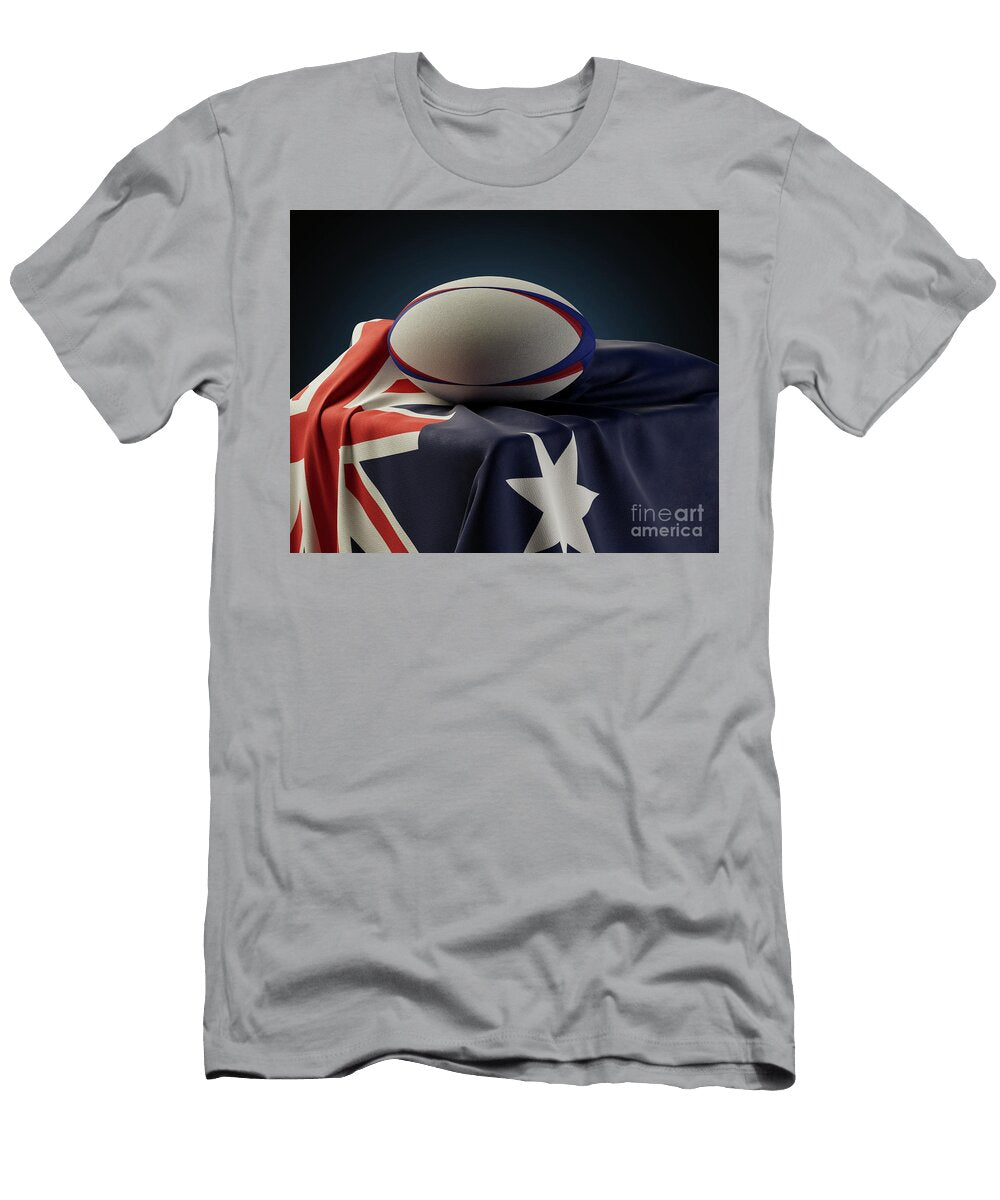 Rugby Ball and Australia Flag Allan Swart T-Shirt