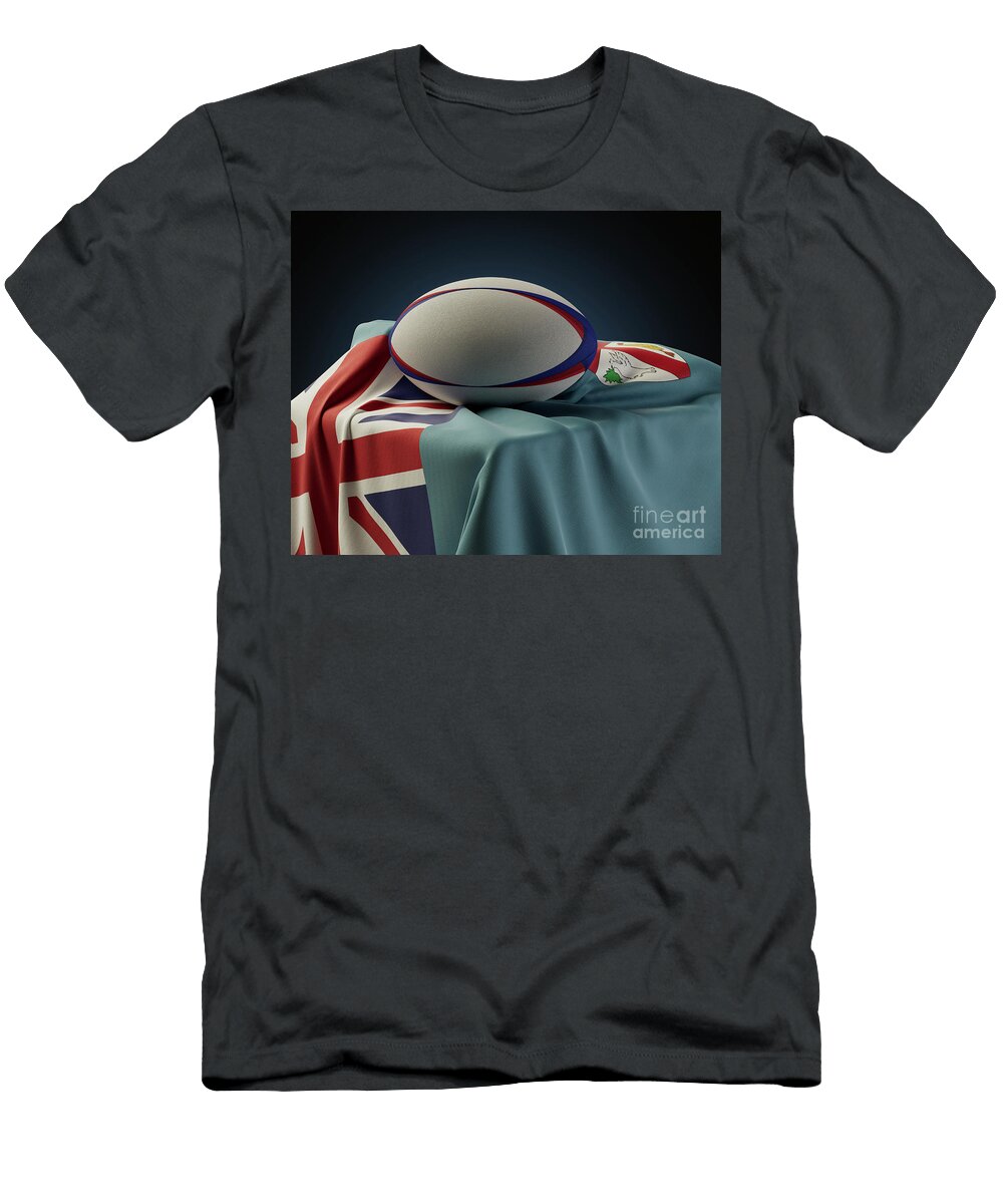 Rugby Ball and Fiji Flag Allan Swart T-Shirt