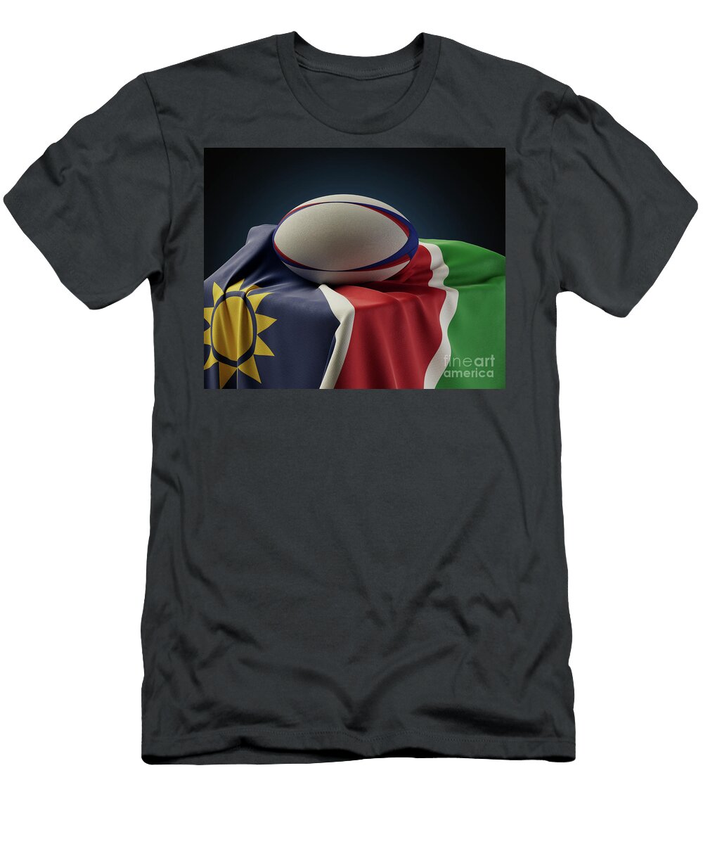 Rugby Ball and Namibia Flag Allan Swart T-Shirt