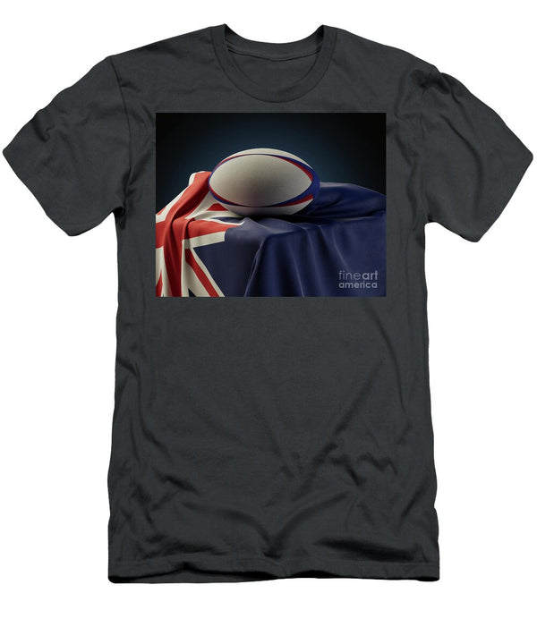 Rugby Ball and New Zealand Flag Allan Swart T-Shirt