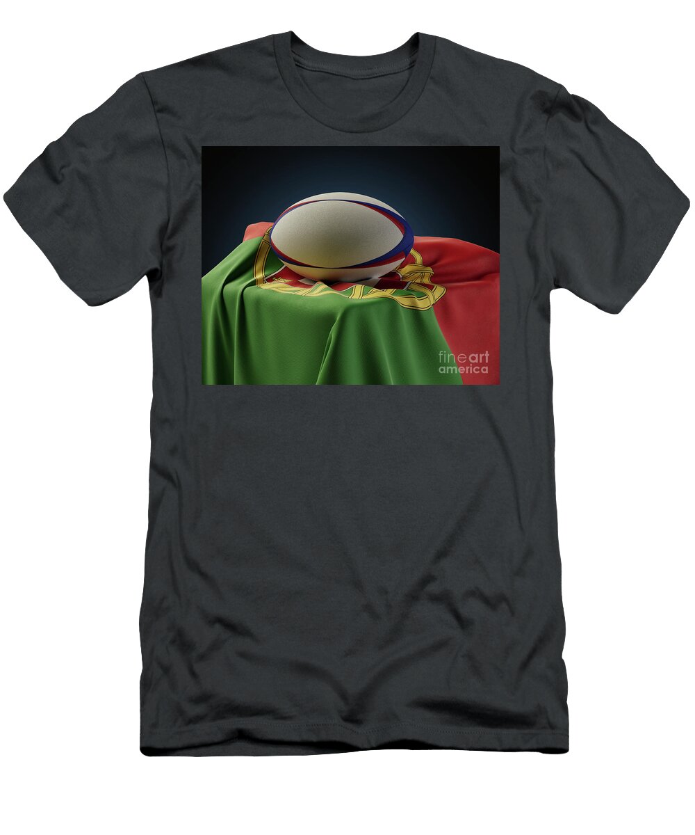 Rugby Ball and Portugal Flag Allan Swart T-Shirt