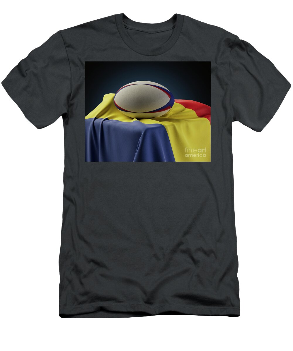 Rugby Ball and Romania Flag Allan Swart T-Shirt