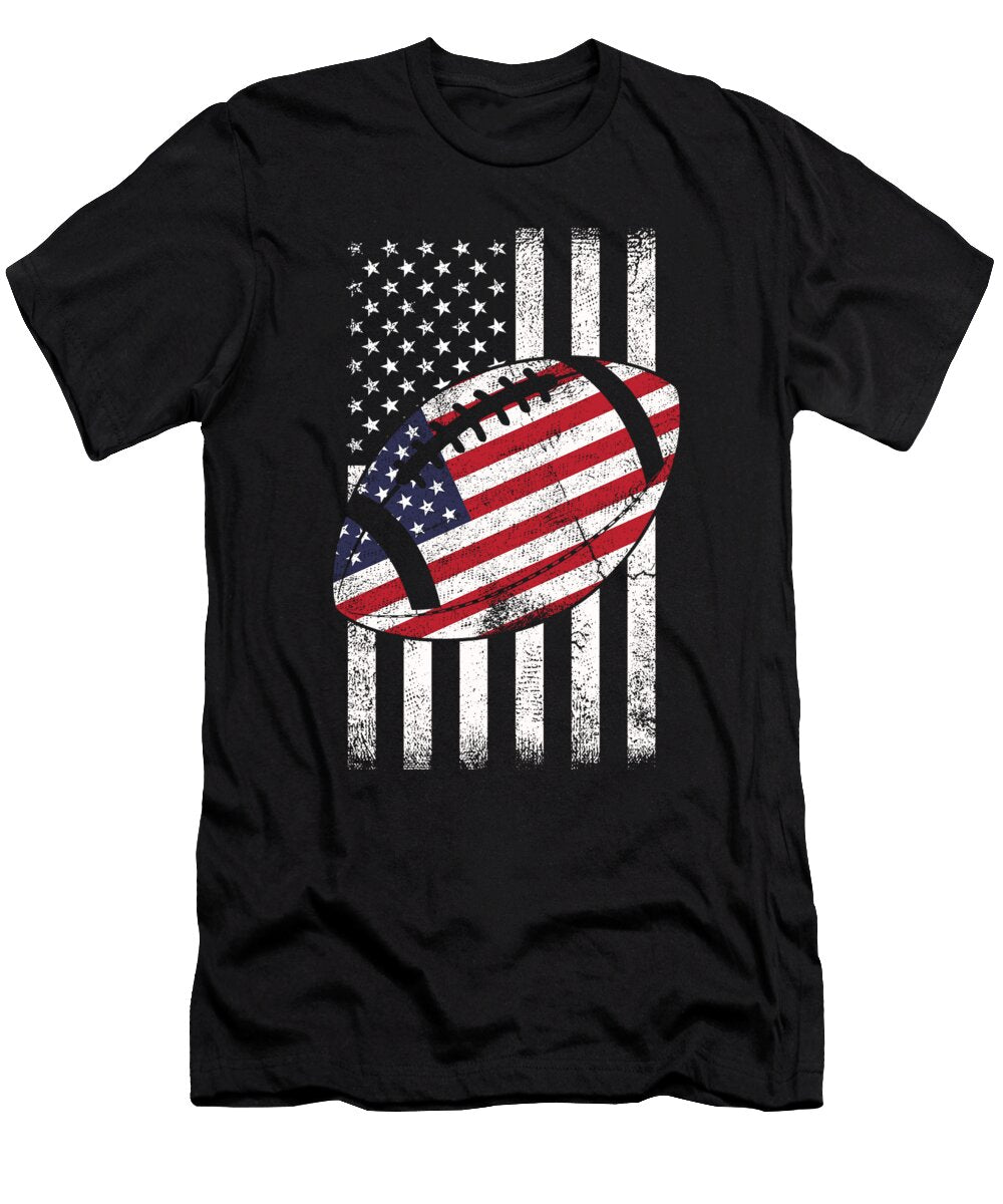Rugby Ball USA Flag American Football Player Gift Thomas Larch T-Shirt