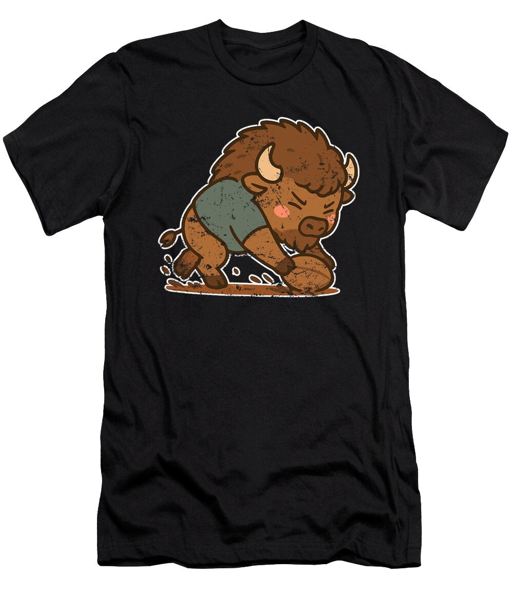 Rugby Bison Dive Cartoon Maisie Jackson T-Shirt