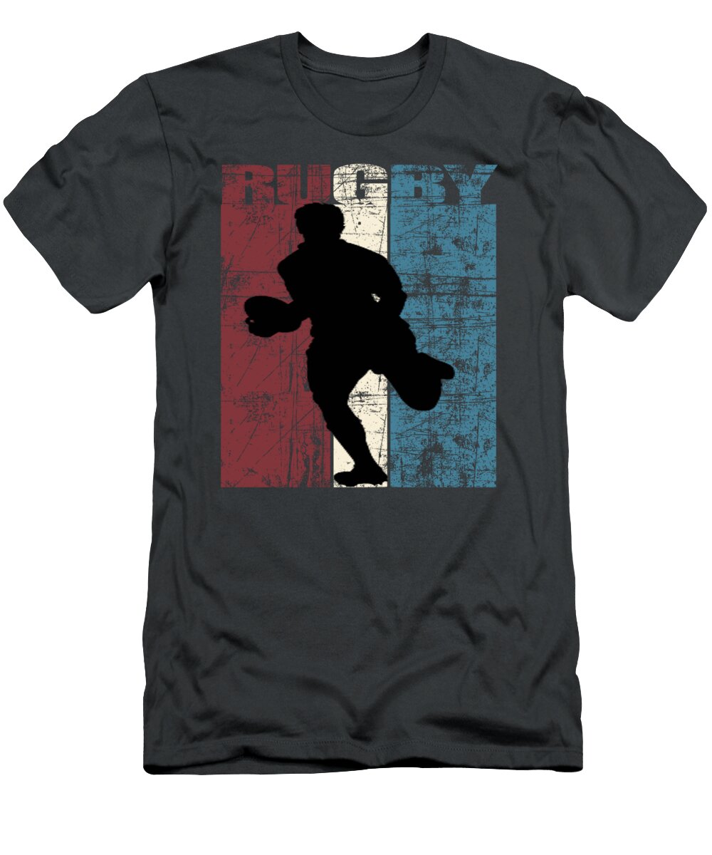 Rugby Gift Idea Rugby Vintage Rugby Player Distressed Moon Caylah T-Shirt