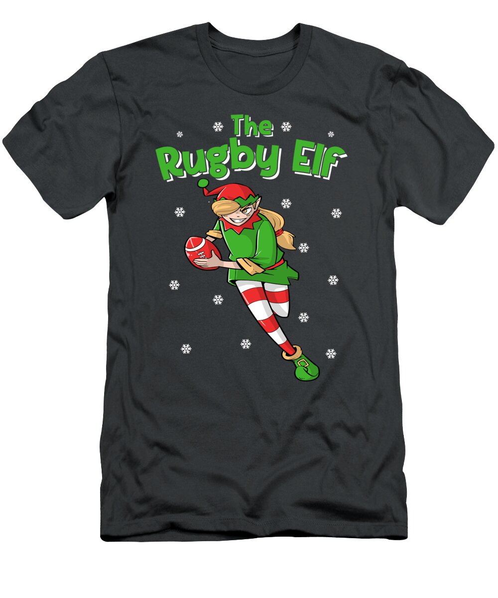Rugby Girl Elf Female Rugby Player for Christmas Present Carljr Joann T-Shirt