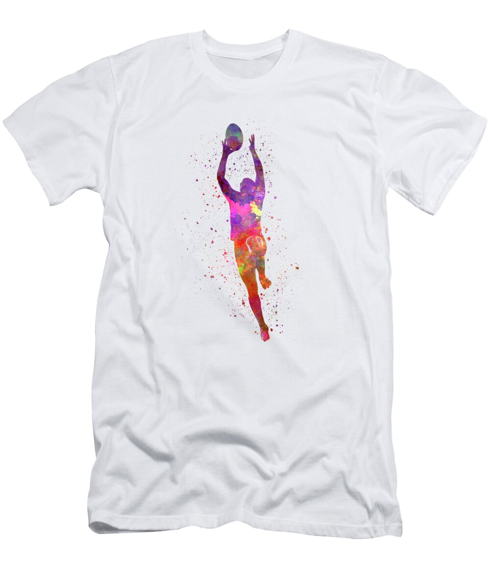 Rugby Man Player 03 in Watercolor Cristina Romero T-Shirt