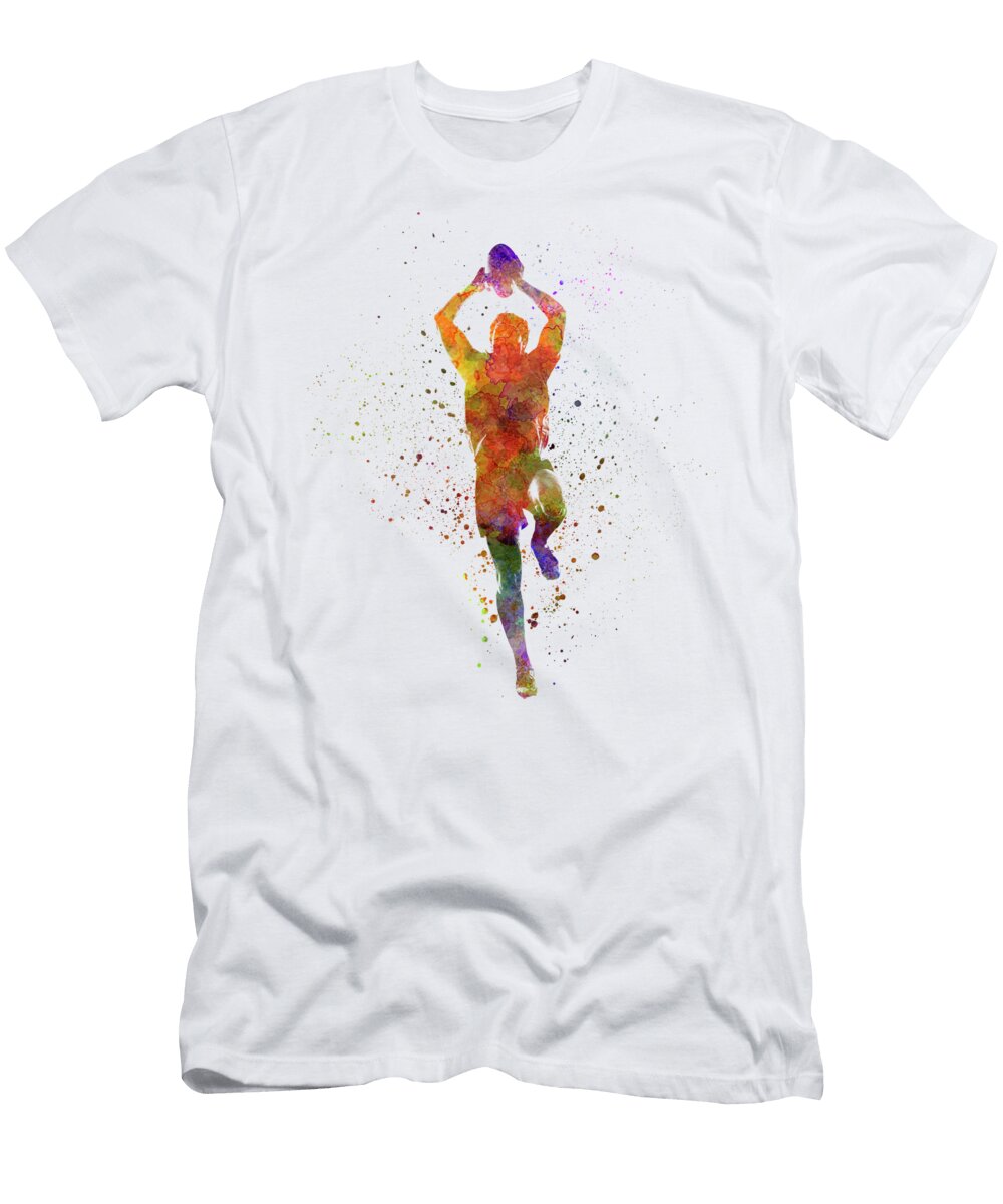 Rugby Man Player 04 in Watercolor Cristina Romero T-Shirt