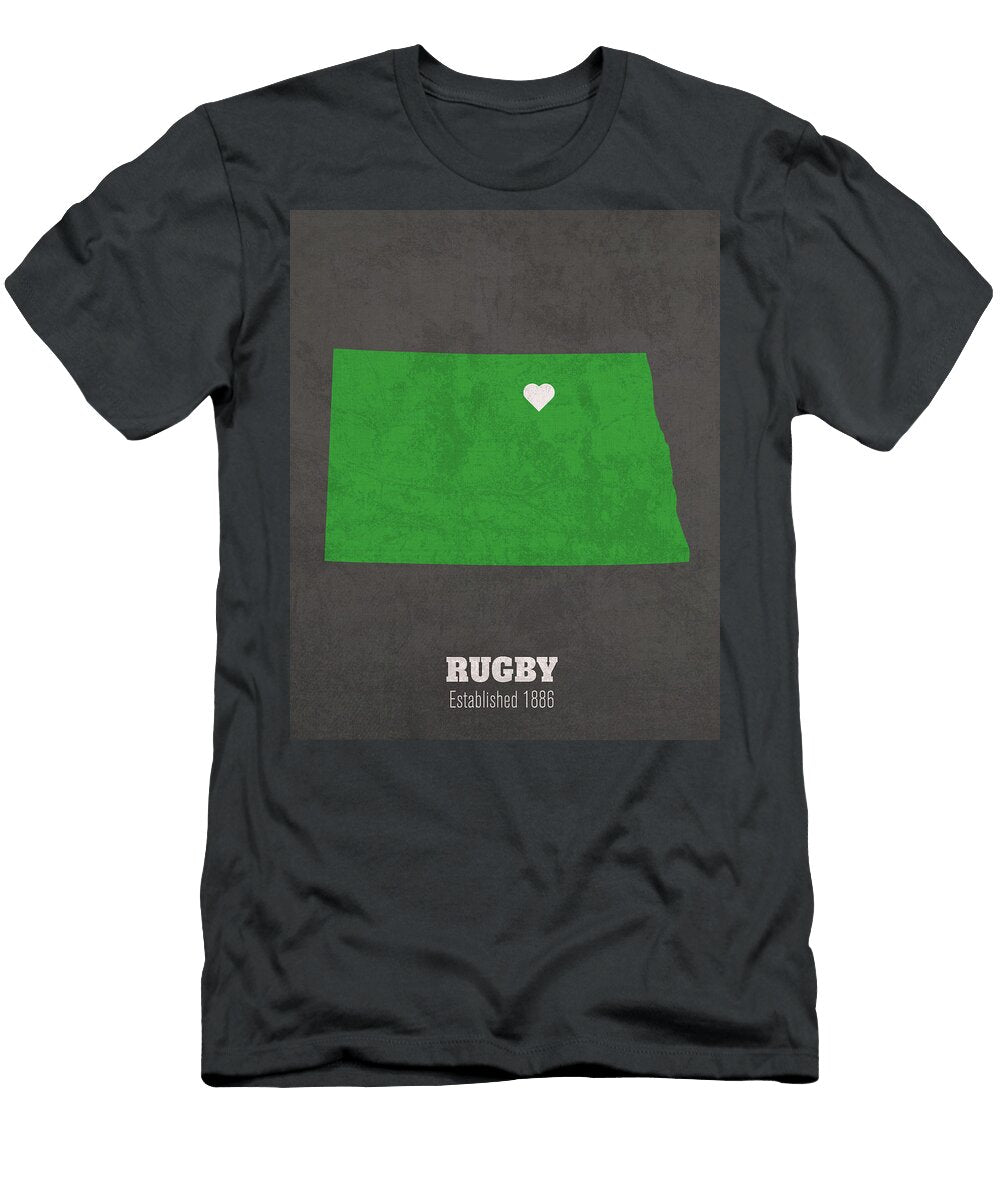Rugby North Dakota City Map Founded 1886 University of North Dakota Color Palette Design Turnpike T-Shirt