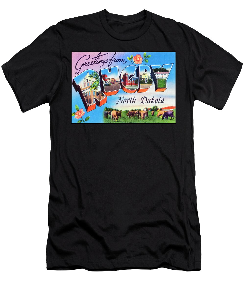 Rugby North Dakota Retro Vintage Travel Poster Carol Japp T-Shirt