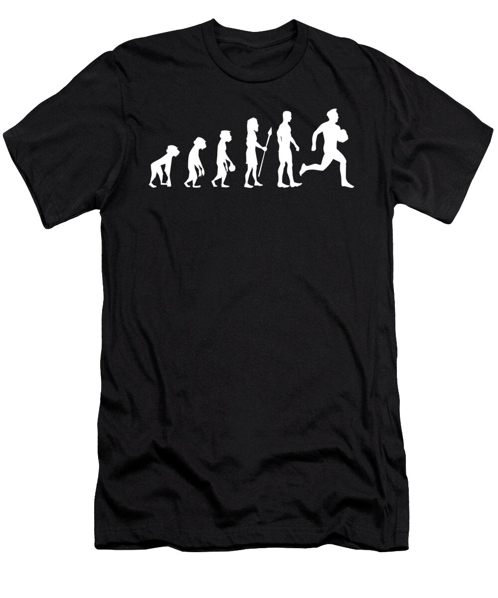 Rugby Funny Retro Evolution of Humans Novelty Graphic Sports Gifts for Him Orange Pieces T-Shirt