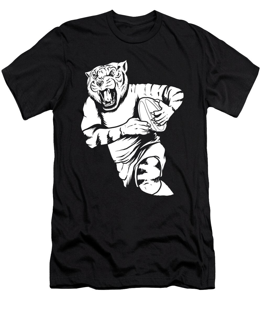 Rugby Tiger Player Union League Rugby Crazy Squirrel T-Shirt