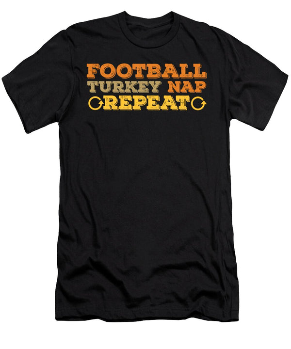 Rugby Turkey Nap Repeat Football Fan Thanksgiving Shirtom T-Shirt