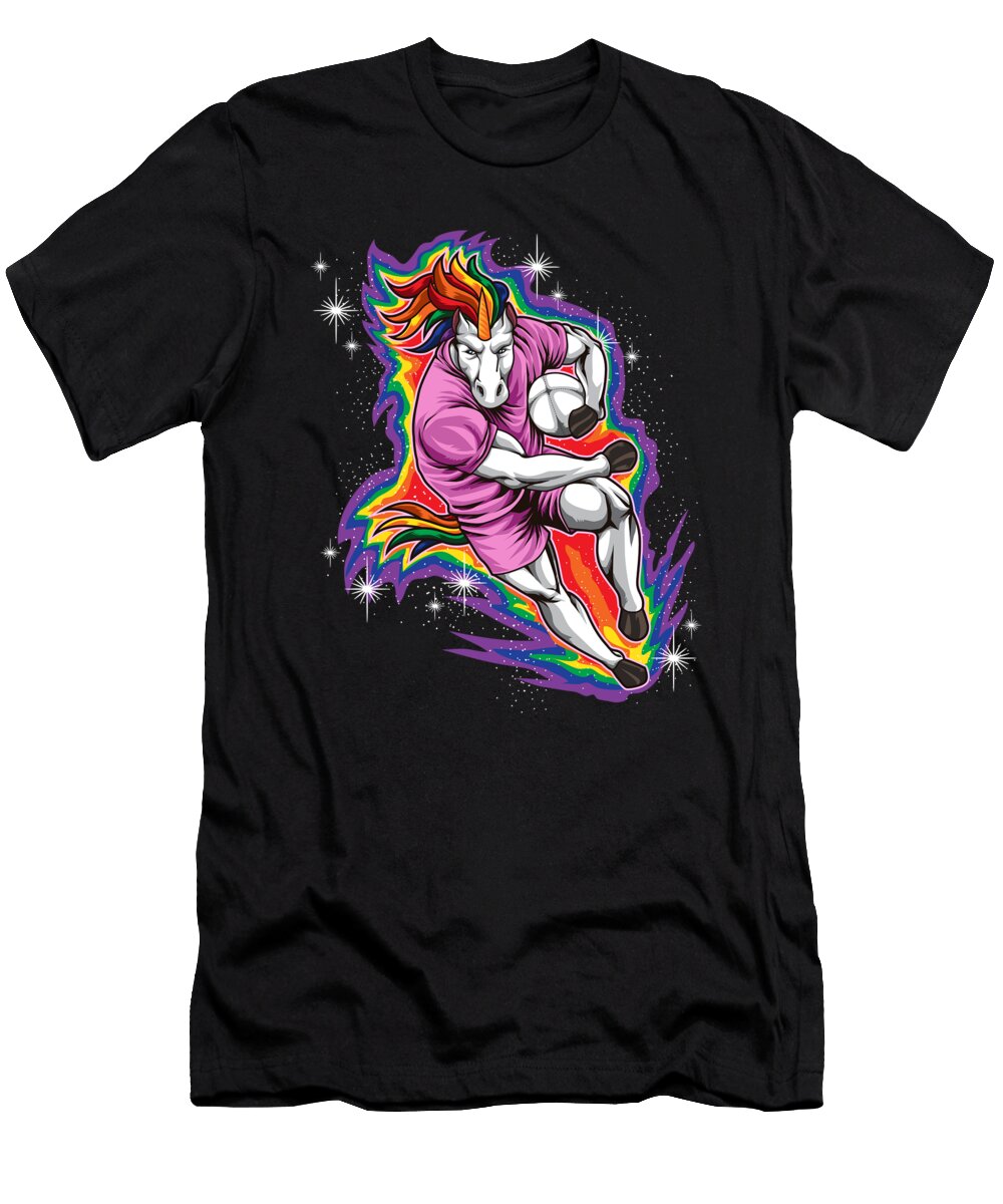 Rugby Unicorn Pushing on the Rainbow Mister T-Shirt