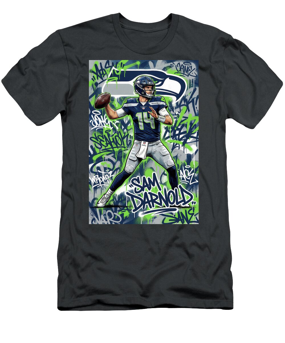 Sam Darnold Seattle Seahawks Graffiti Poster Football Player NFL Sampadart Gallery T-Shirt