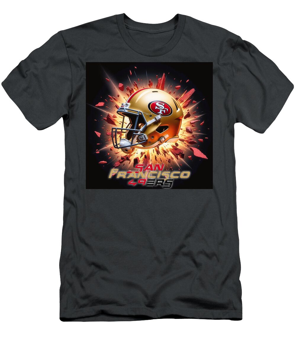 San Francisco 49ers Helmet Explosion Kevin Walker and Pixel Reverie T-Shirt