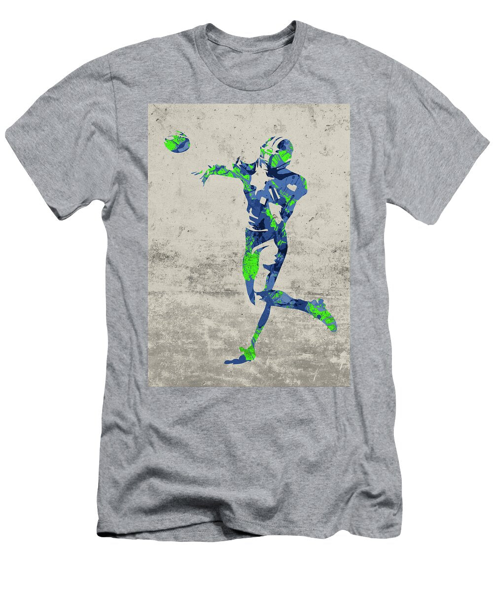 Seattle Seahawks Quarterback Football Player Paint Splatters Abstract Portrait Design Turnpike T-Shirt
