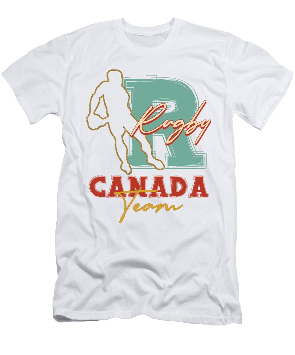 Silhouette of a Rugby Player Large and Letter R with the Word Rugby Lahrech Soumia T-Shirt