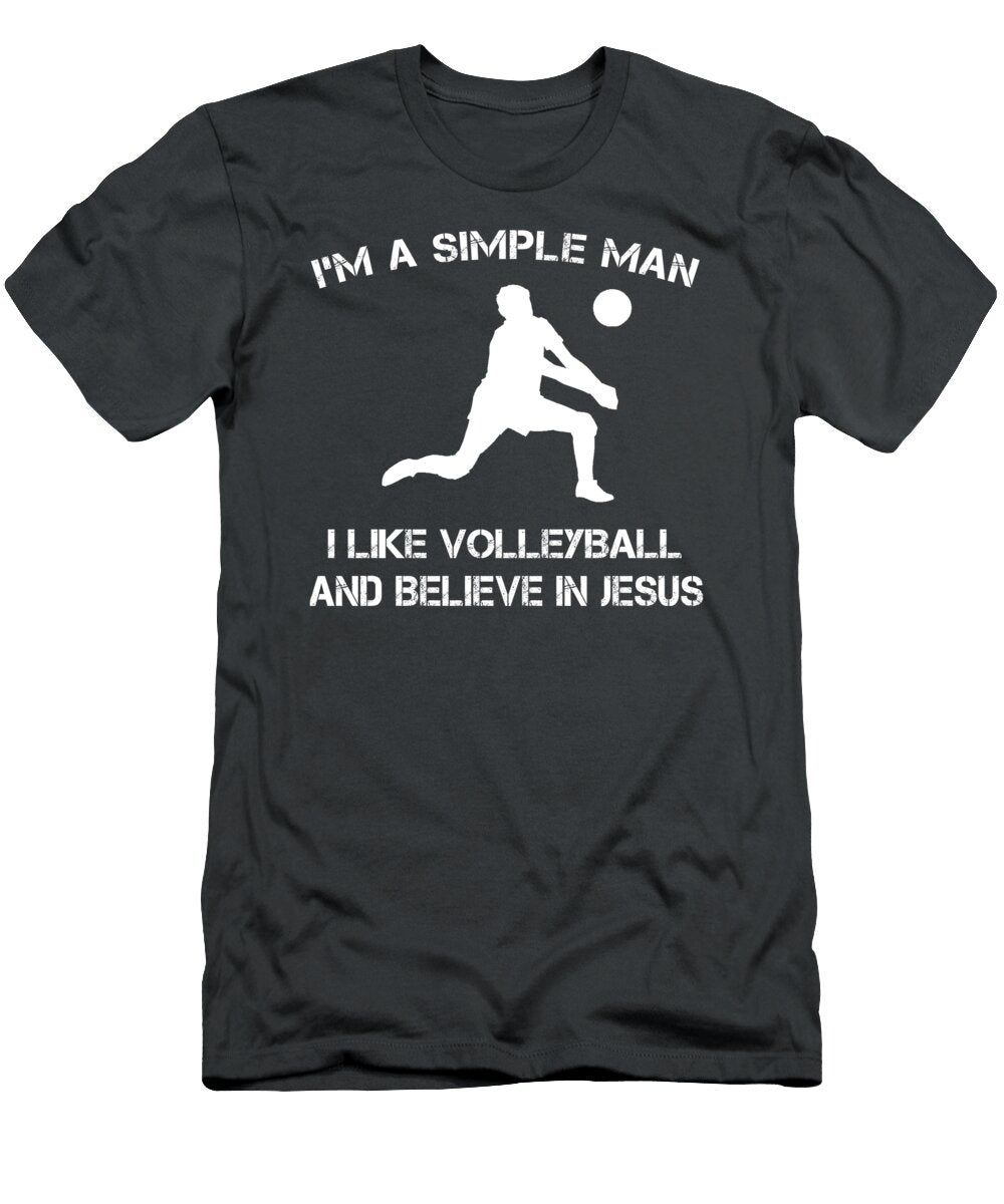 Simple Man Volleyball Jesus 36 Characters Awesome Store T-Shirt