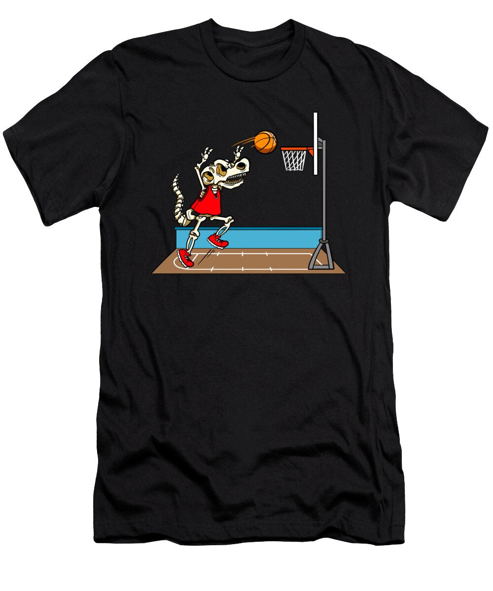 Skeleton Dinosaur T Rex Basketball Player Colorfulsnow T-Shirt