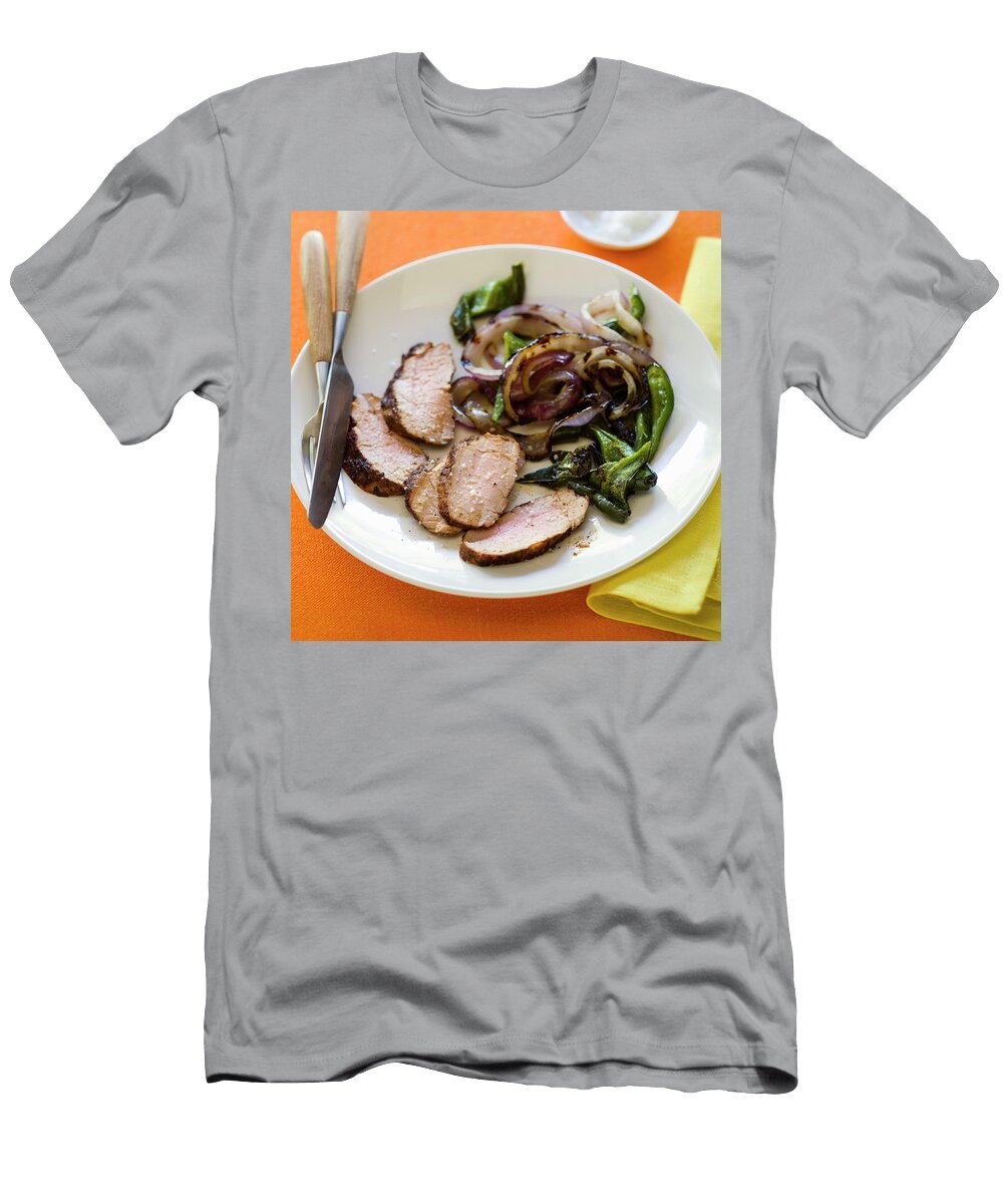 Sliced Pork Tenderloin with Onions and Greens Leo Gong T-Shirt
