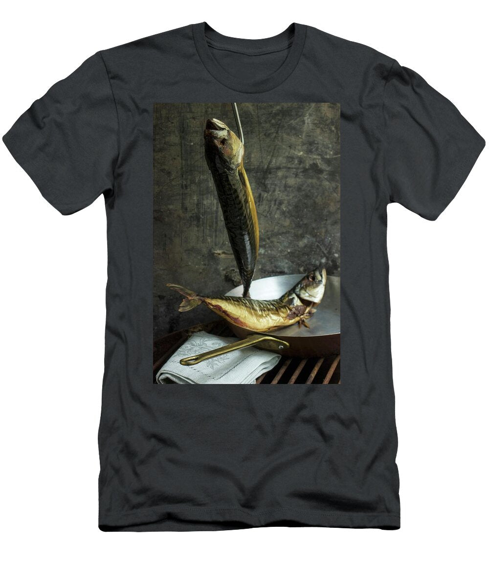 Smoked Mackerel One Hanging and One in a Copper Pan Charlotte Von Elm T-Shirt