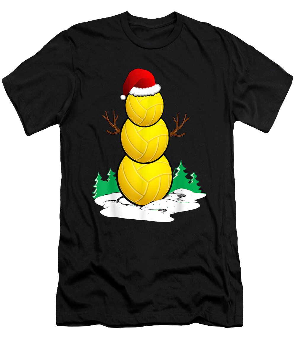 Snowman Volleyball Ball Santa Hat Christmas Pajama Xmas Th T-Shirt