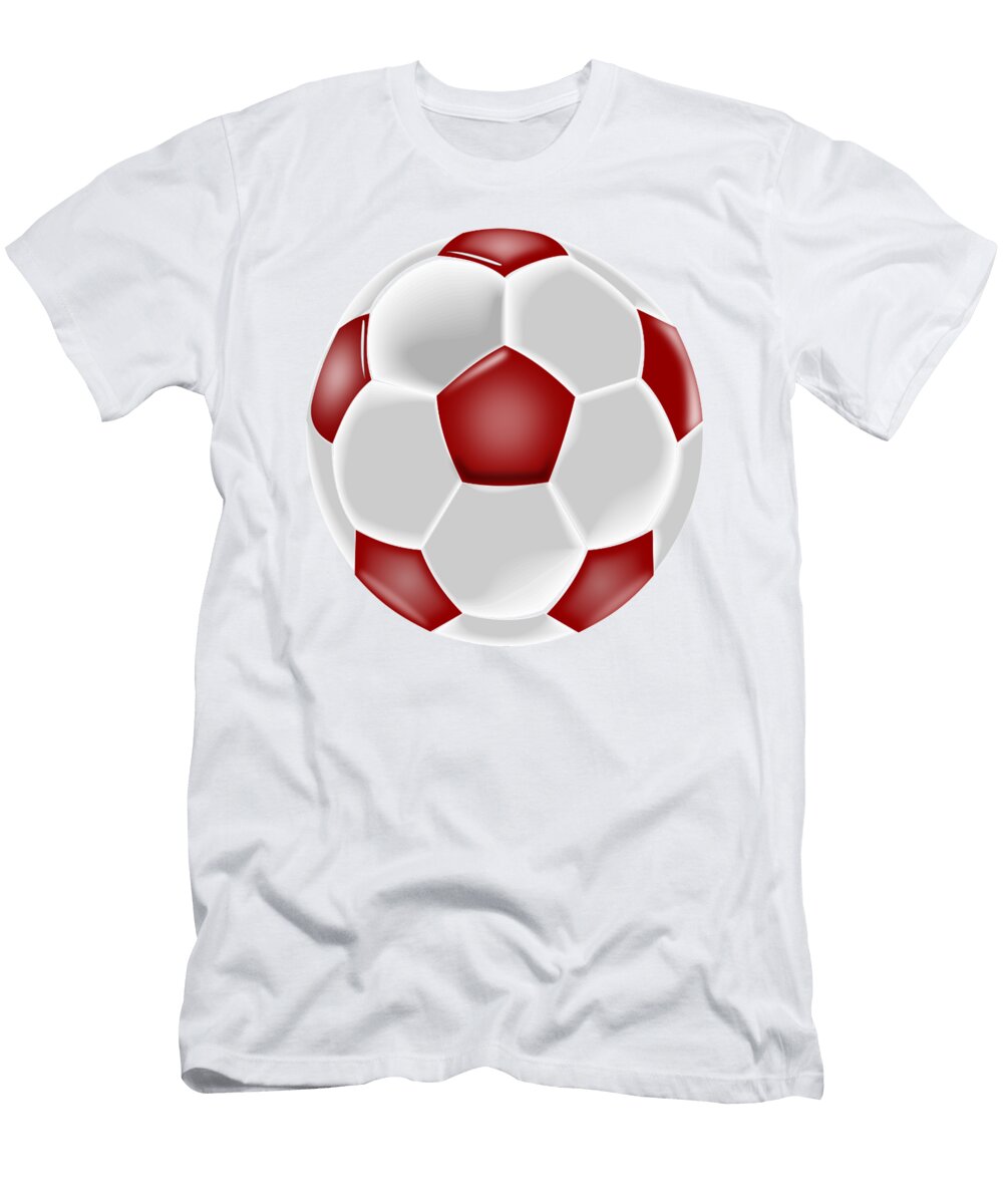Soccer Football Ball in Red and White Tom Hill T-Shirt