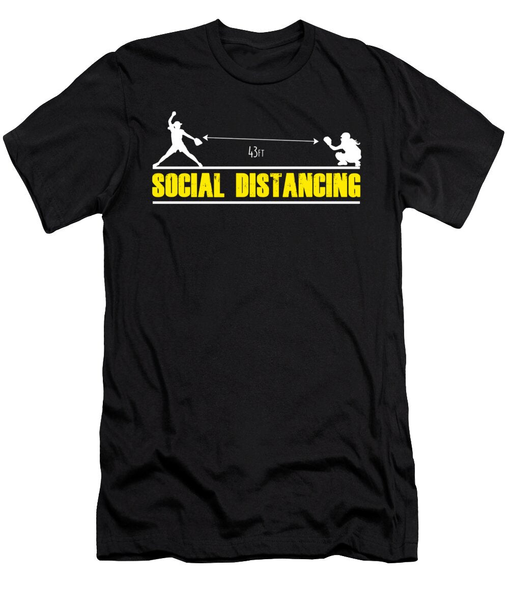 Social Distancing Baseball Softball Game Bat Pitcher Gift Thomas Larch T-Shirt