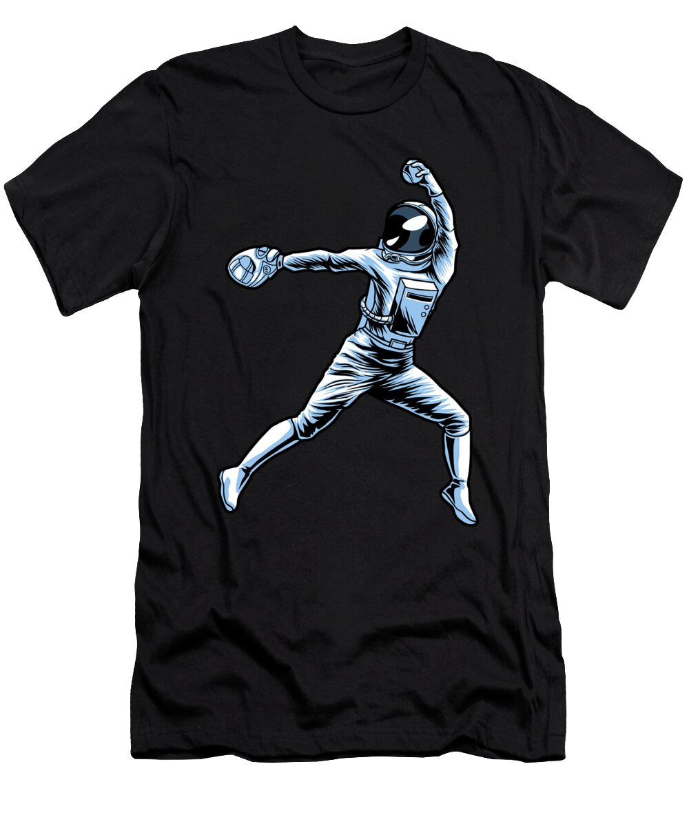 Softball Astronaut Catcher Pitcher Batter Softball Crazy Squirrel T-Shirt