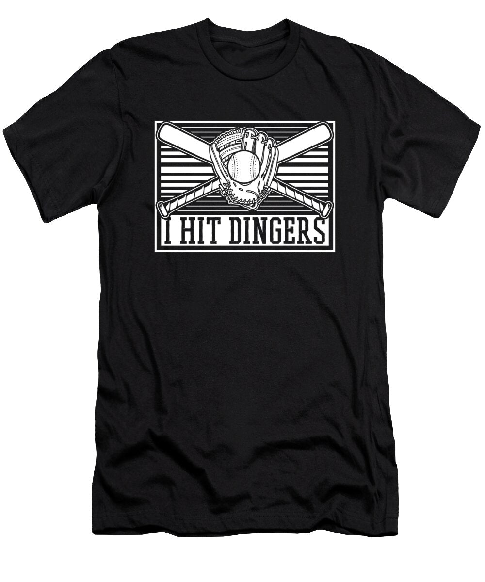 Softball Batter Pitcher Catcher I Hit Dingers Crazy Squirrel T-Shirt