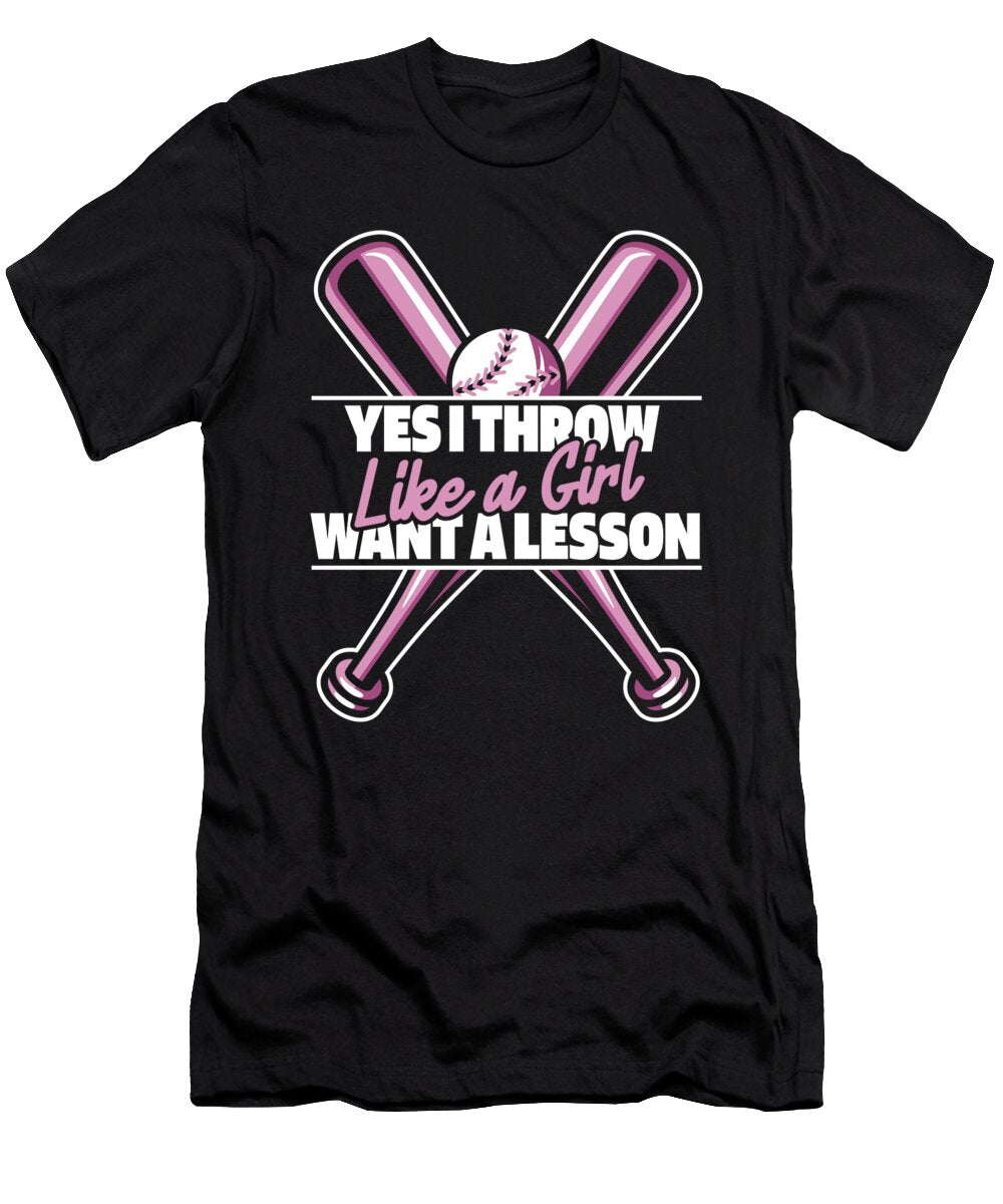 Softball Batter Yes I Throw Like a Girl Want a Lesson Crazy Squirrel T-Shirt