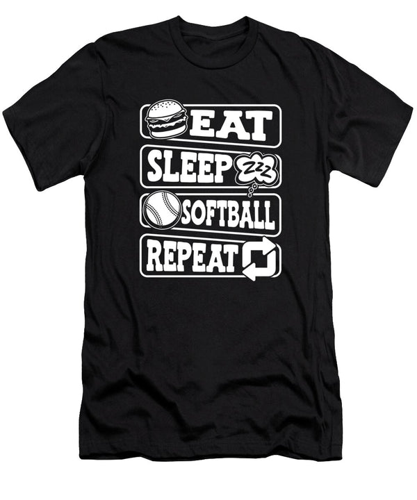Softball Catcher Batter Pitcher Eat Sleep Softball Repeat Crazy Squirrel T-Shirt