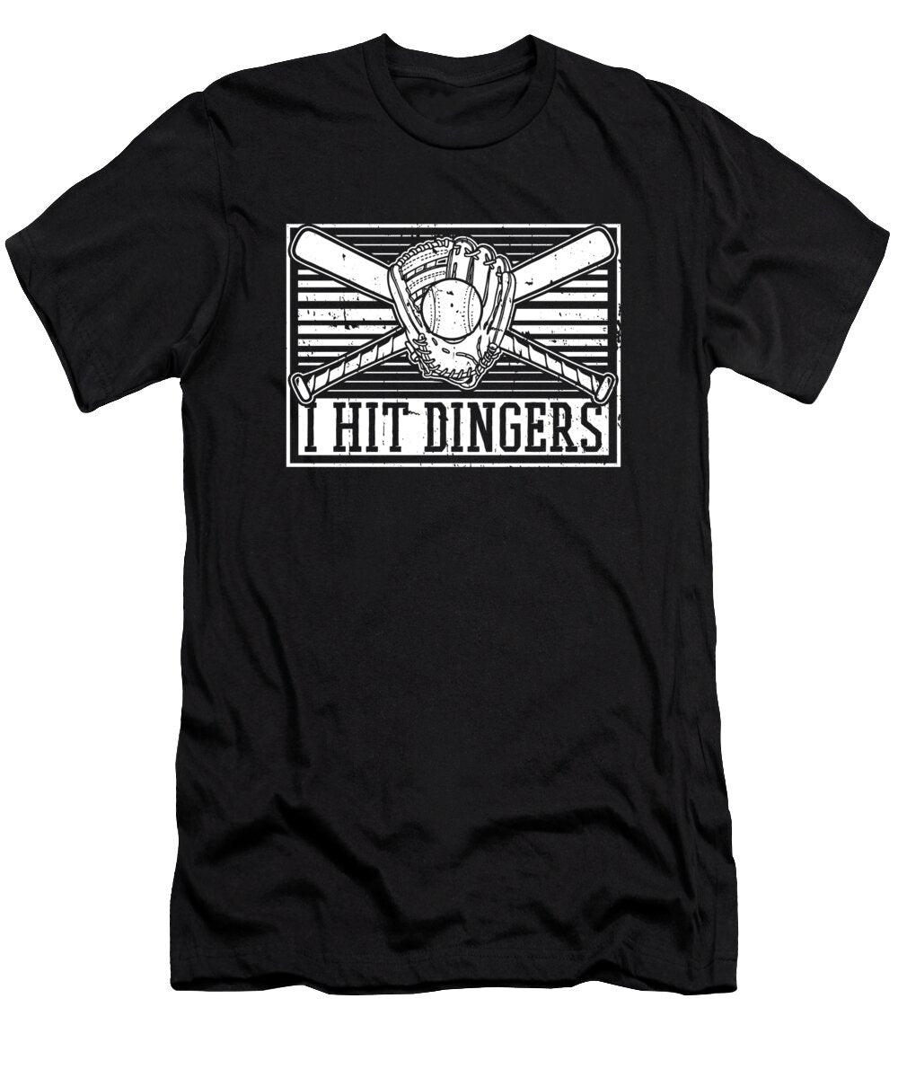 Softball Catcher Batter Pitcher I Hit Dingers Crazy Squirrel T-Shirt