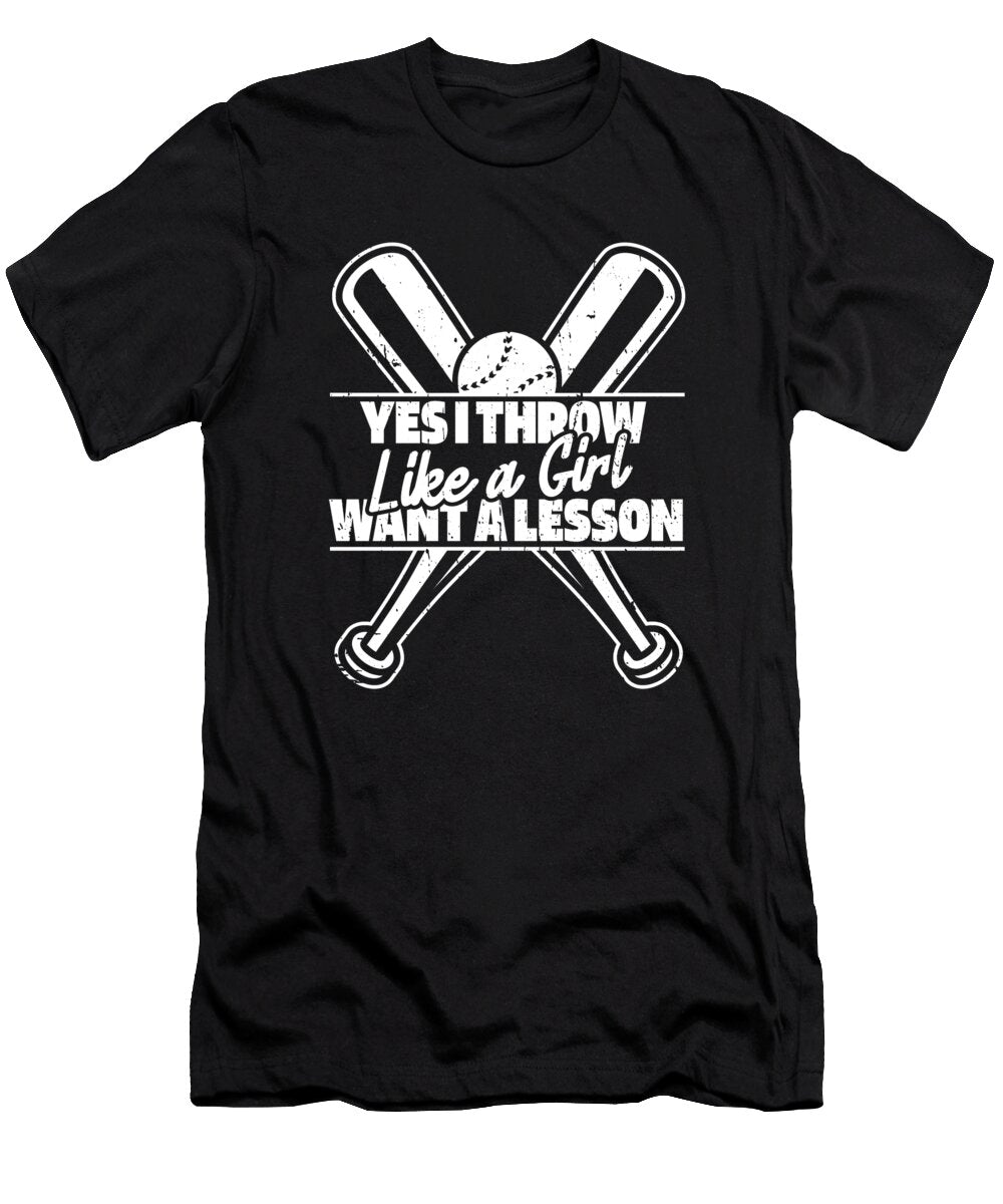 Softball Catcher Yes I Throw Like a Girl Want a Lesson Crazy Squirrel T-Shirt