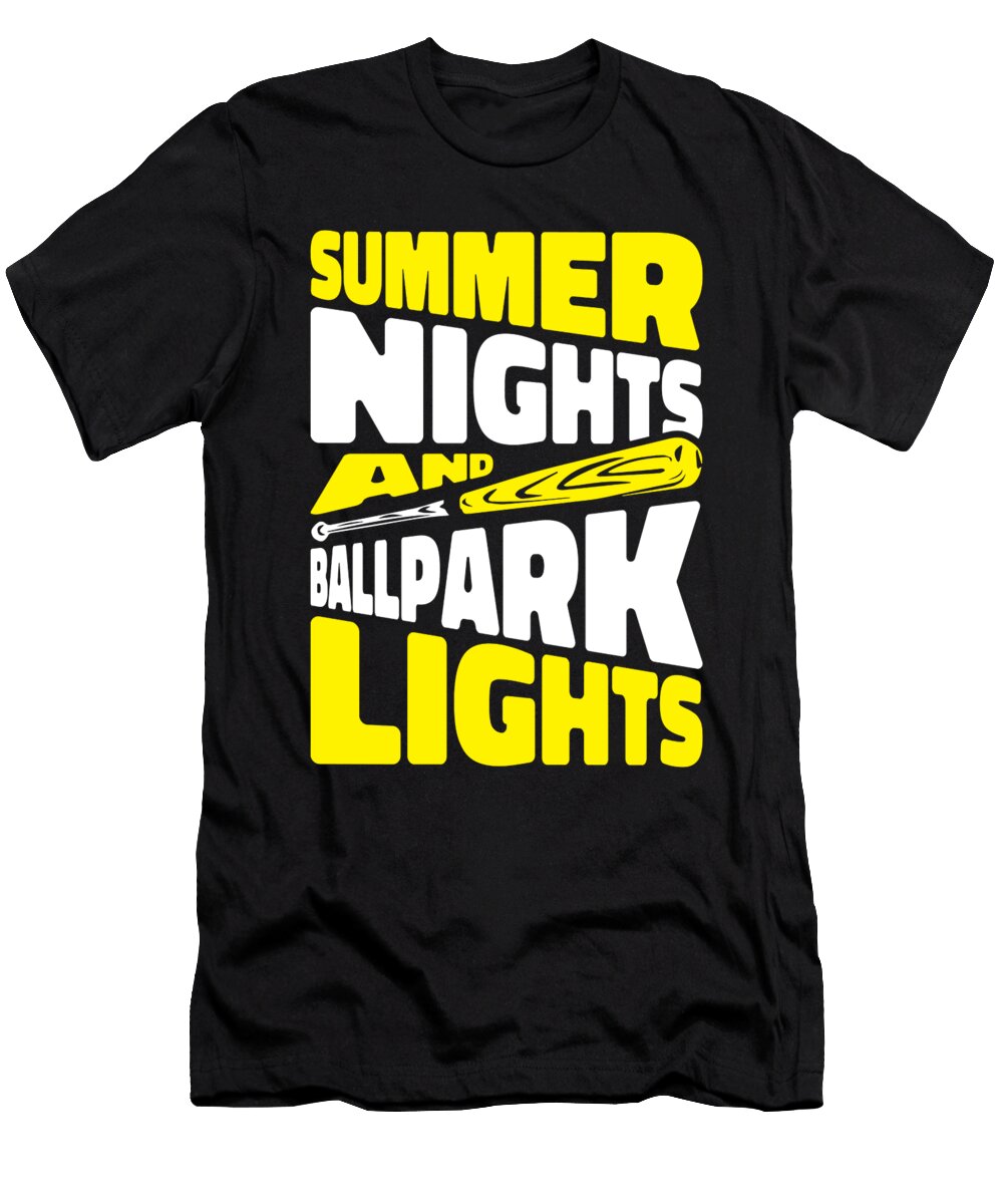 Softball Cool Pitcher Batter Summer Nights Ballpark Lights Crazy Squirrel T-Shirt