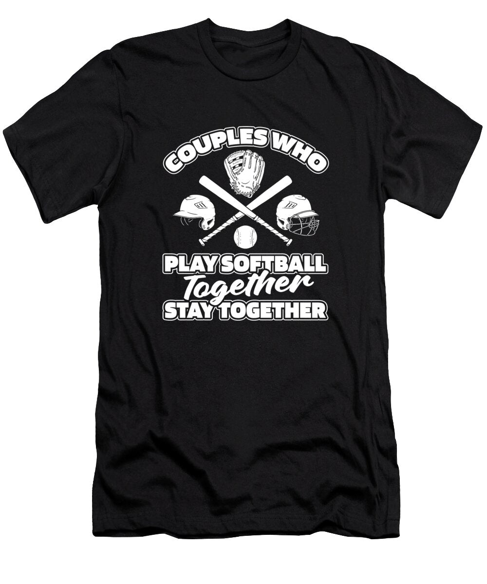 Softball Couple Batter Catcher Pitcher Softball Crazy Squirrel T-Shirt