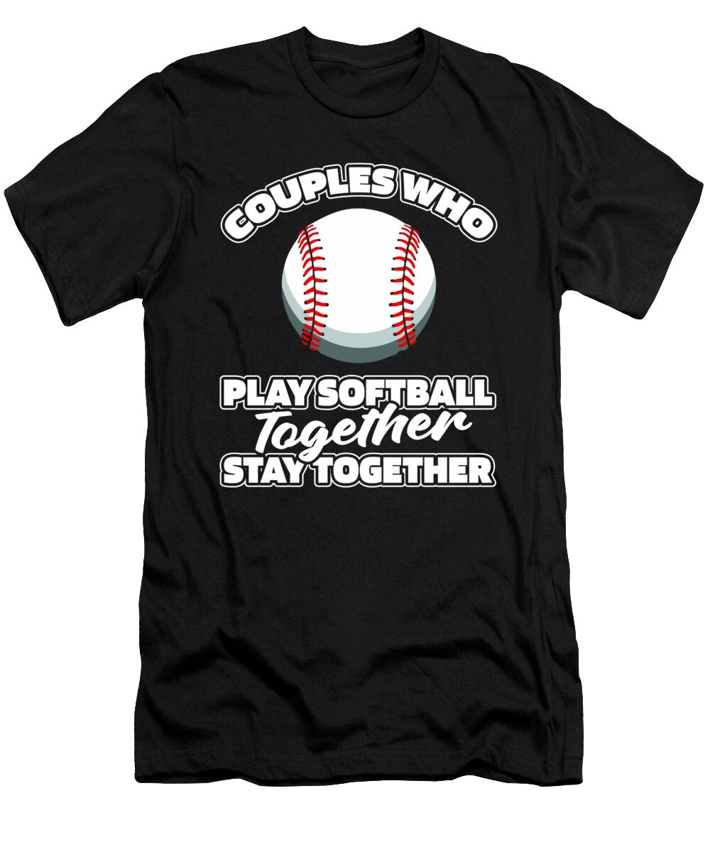 Softball Couple Batter Pitcher Catcher Softball Crazy Squirrel T-Shirt